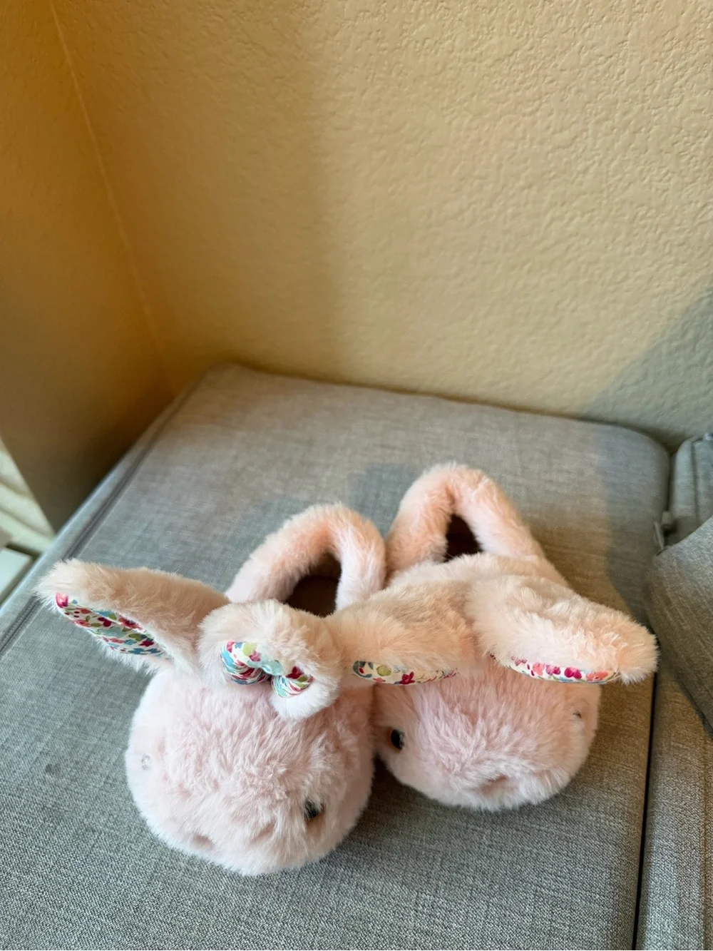 Plush Pink Bunny Ear Kids Slippers